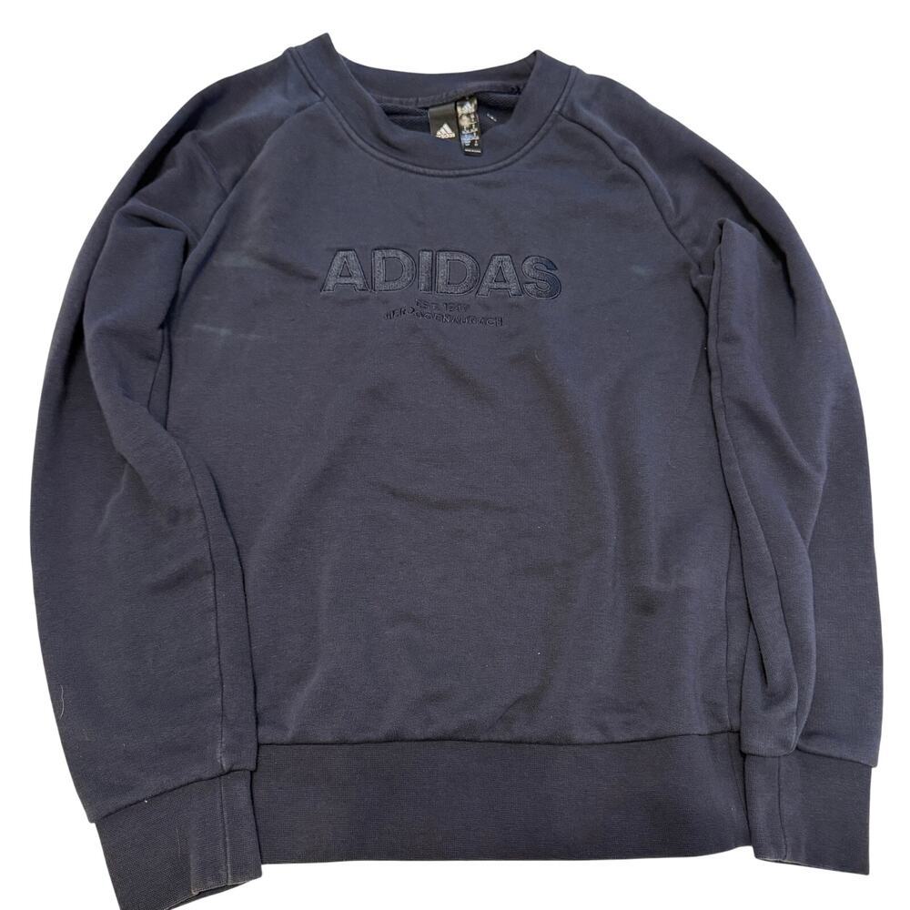 Adidas Sweatshirt Women's SM Navy Embroidered‎ Logo Pullover Crewneck Heavy